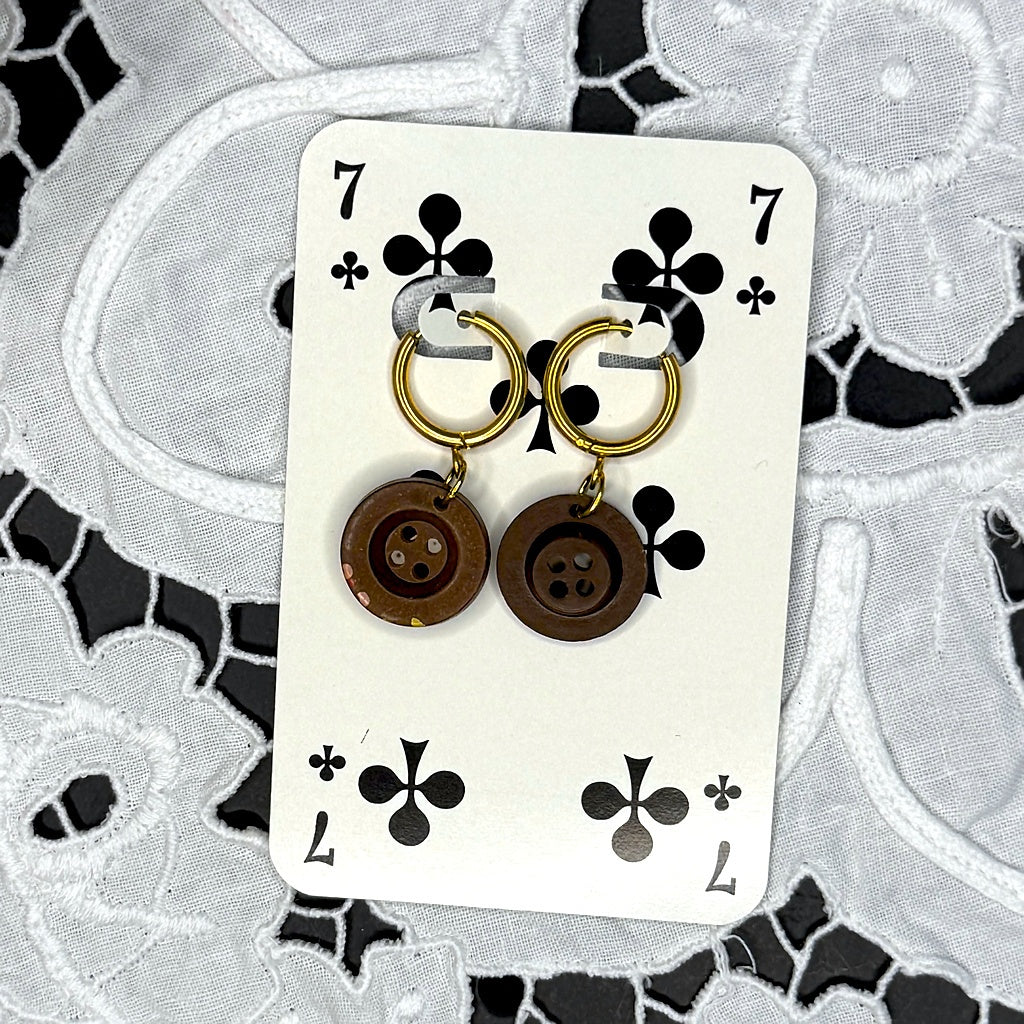 Vintage Knopfohrringe: Sprenkel Kakao