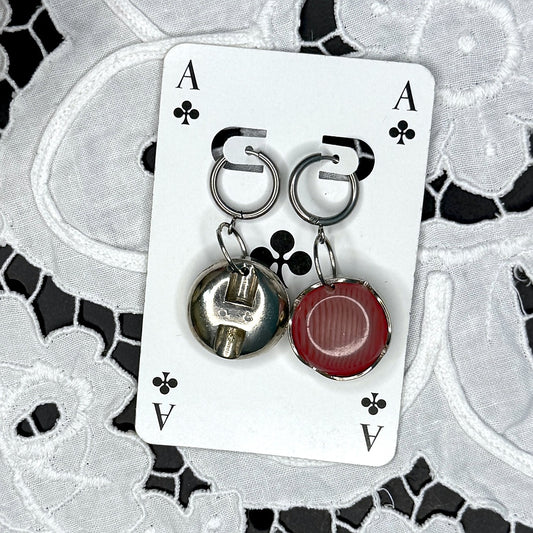 Vintage Knopfohrringe: Rosé Lady