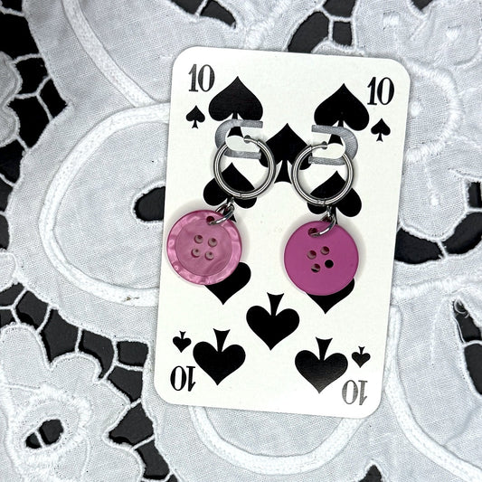 Vintage Knopfohrringe: Seifenrosa