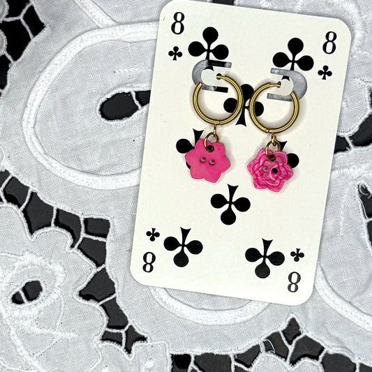 Vintage Knopfohrringe: Zuckerblume 🌸