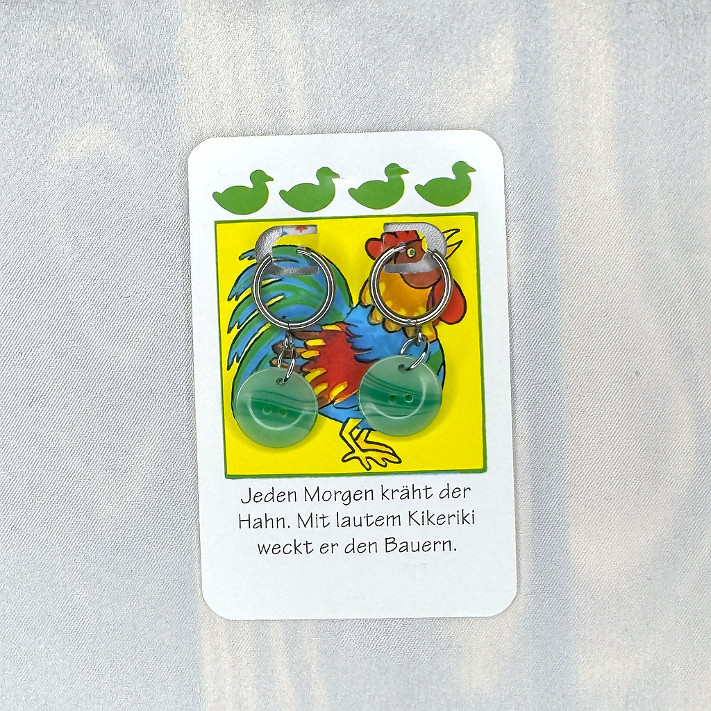 Vintage Knopfohrringe: Grüne Wellen