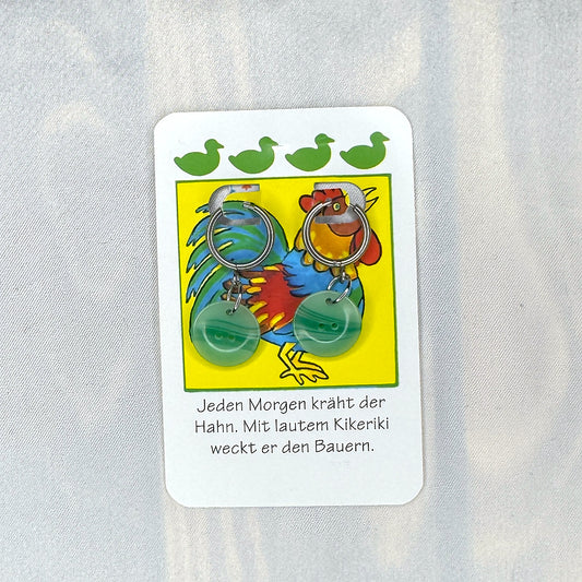 Vintage Knopfohrringe: Grüne Wellen