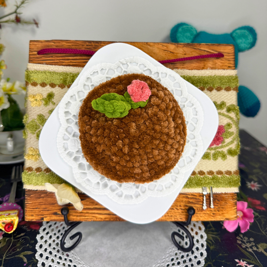 Gehäkelte Wanddeko: Diätkeks Buttercreme Rose  - Fake Food Art