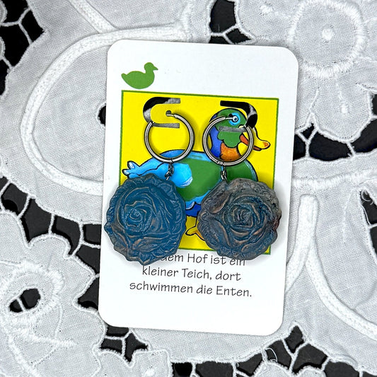 Vintage Knopfohrringe: Teichrose