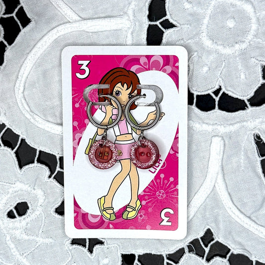 Vintage Knopfohrringe: Glitter Bubblegum