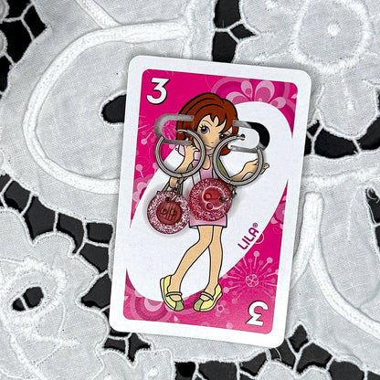 Vintage Knopfohrringe: Glitter Bubblegum