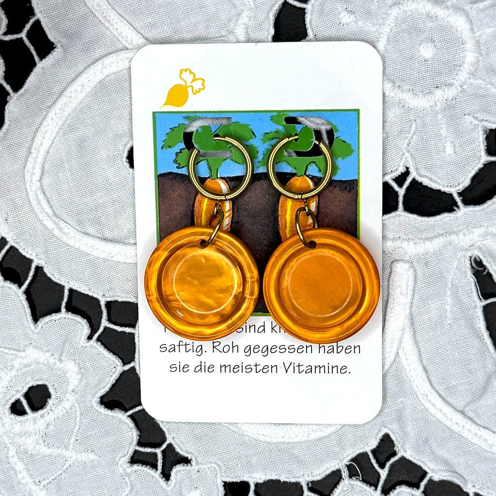 Vintage Knopfohrringe: Karottenglas
