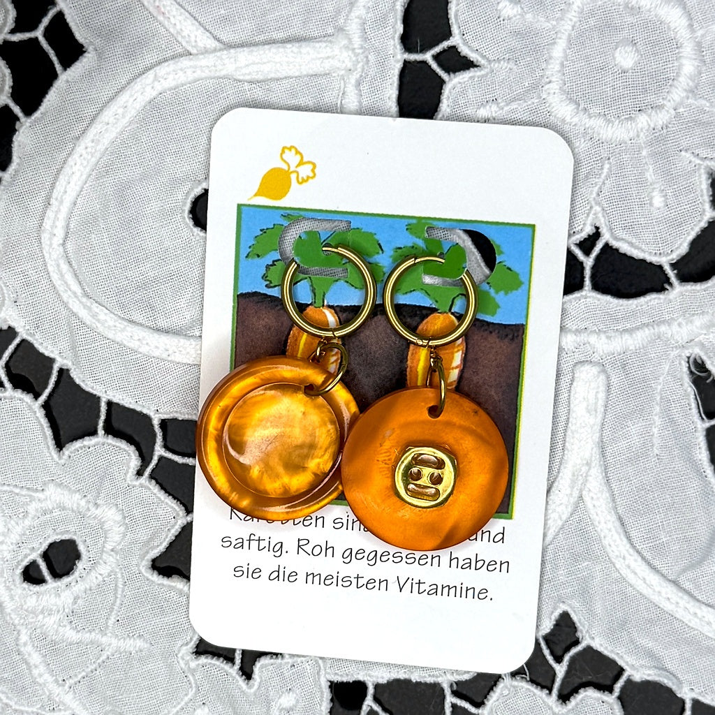 Vintage Knopfohrringe: Karottenglas