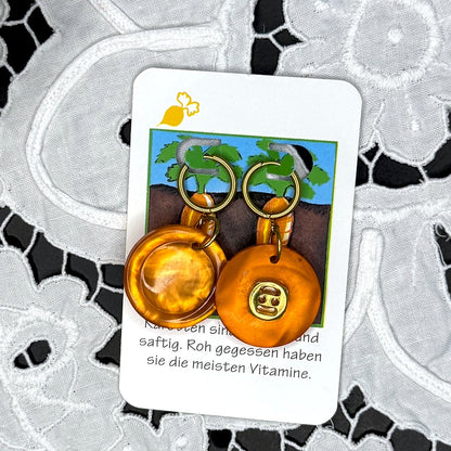 Vintage Knopfohrringe: Karottenglas