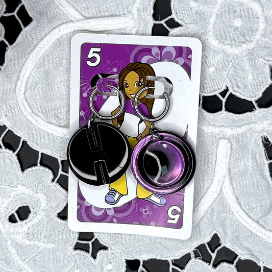 Vintage Knopfohrringe: Lila Glubschies