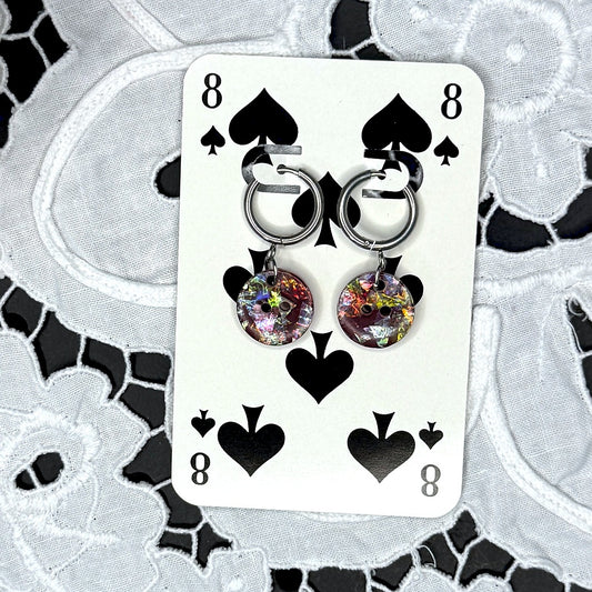 Vintage Knopfohrringe: Glitzer Disko