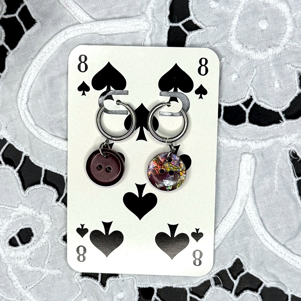 Vintage Knopfohrringe: Glitzer Disko