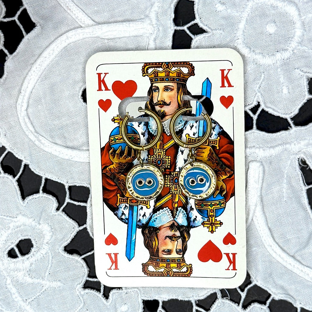 Vintage Knopfohrringe: Königsblau