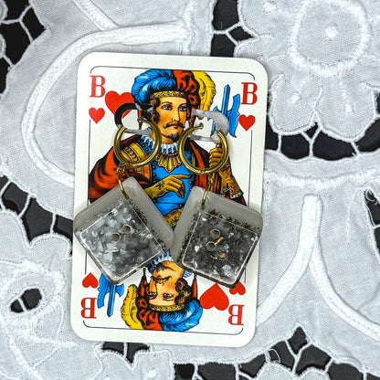 Vintage Knopfohrringe: Gletscherkiesel