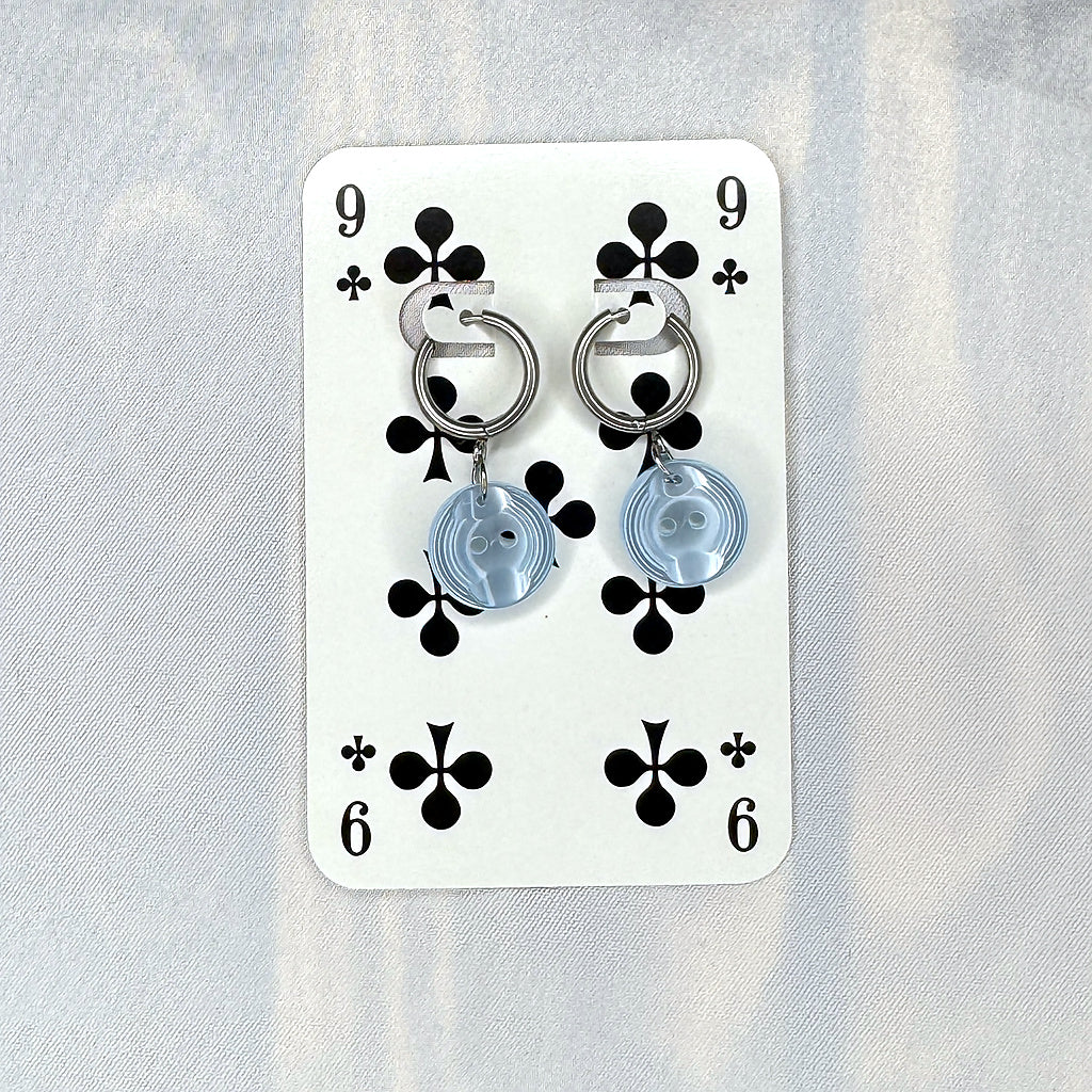 Vintage Knopfohrringe: Aqua Rillen