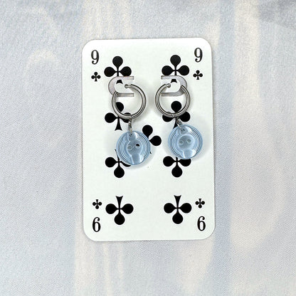 Vintage Knopfohrringe: Aqua Rillen