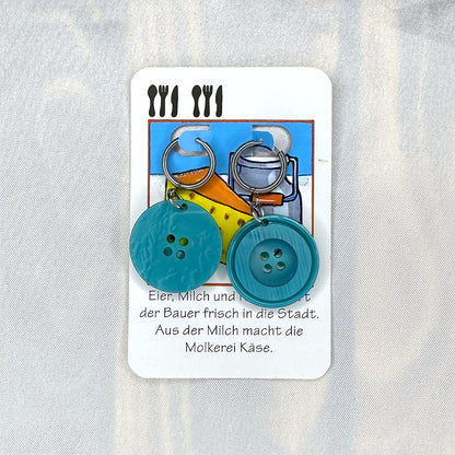 Vintage Knopfohrringe: Türkise Teller