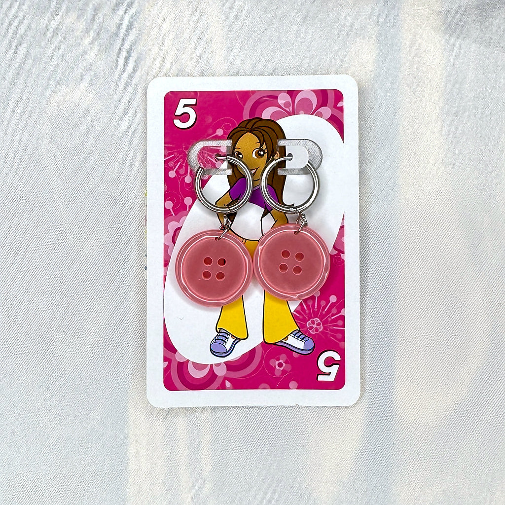 Vintage Knopfohrringe: Kaugummirosa