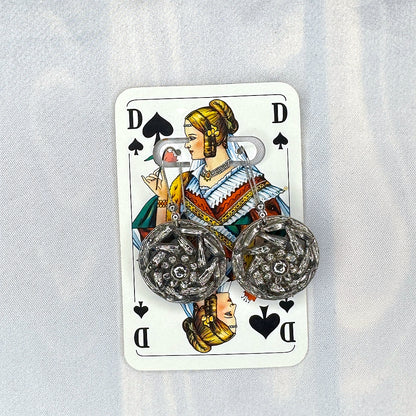 Vintage Knopfohrringe: Silberkranz