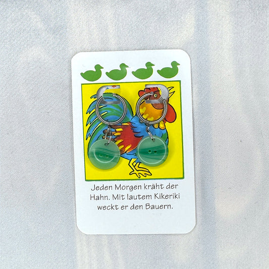 Vintage Knopfohrringe: Grüne Wellen