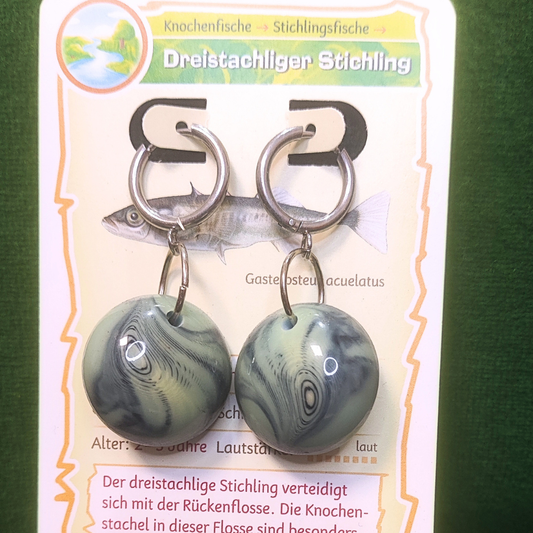 Vintage Knopfohrringe: Dreistachliger Stichling
